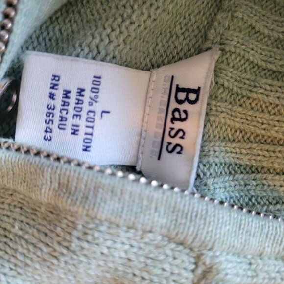 Bass Womens Mint Green Full-Zip Cotton Cardigan Sweater L - Picture 2 of 6